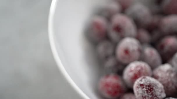 Preparação Cranberries Açúcar Com Cranberries Orgânicos Açúcar Branco — Vídeo de Stock