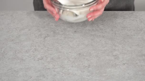 Mescolare Gli Ingredienti Nella Pastella Torta Libbra Limone — Video Stock