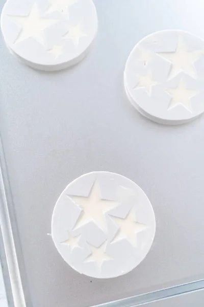 Bílé Čokoládové Hvězdy Silikonové Plísni — Stock fotografie