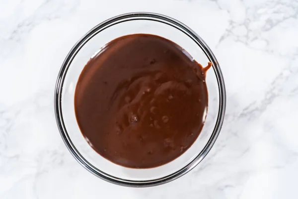 Preparación Ganache Chocolate Tazón Vidrio —  Fotos de Stock