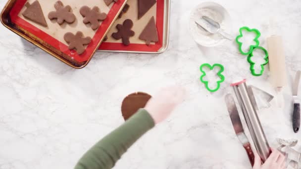 Wycinanie Kształtów Christmas Cookie Cutter Ciasta Piernika — Wideo stockowe