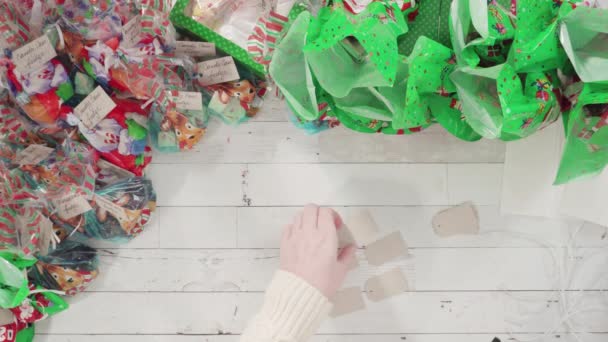 Συσκευασία Σπιτική Καραμέλα Ζαχαροκάλαμο Fudge Μικρές Σακούλες Δώρων — Αρχείο Βίντεο