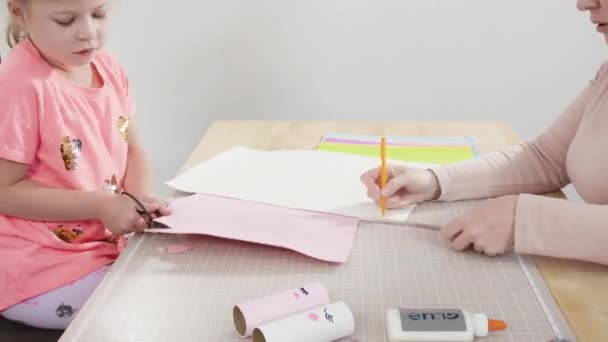 Hacer Unicornios Con Papel Rollos Vacíos Papel Higiénico — Vídeo de stock