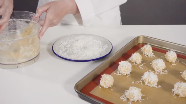 Виготовлення Кокосового Печива Кухні — стокове відео