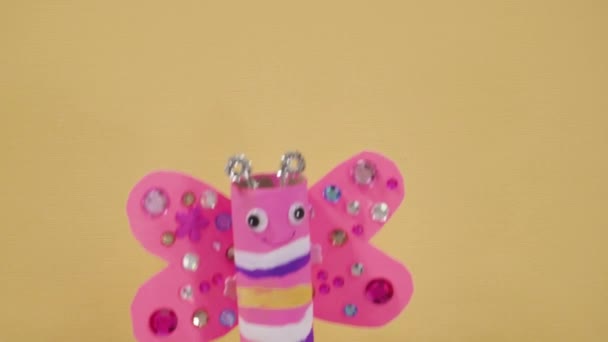 Papercraft Project Kleurrijke Insecten Gemaakt Van Lege Toiletrollen — Stockvideo