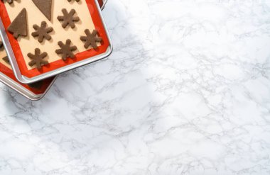 Düz yatıyordu. Noel şekilli zencefilli kurabiye pişirmek..