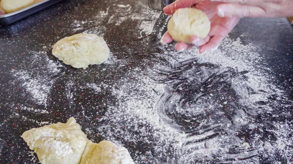 Passo Passo Cozimento Pão Sourdough Cozinha Residencial — Fotografia de Stock