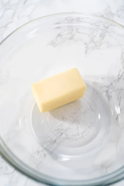 Melting Stick Unsalted Butter Microwave — Stock Photo, Image