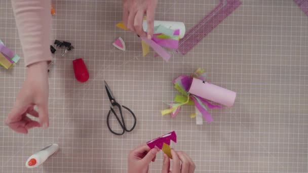 Papelería Para Niños Pintar Rollos Papel Higiénico Vacíos Con Pintura — Vídeo de stock