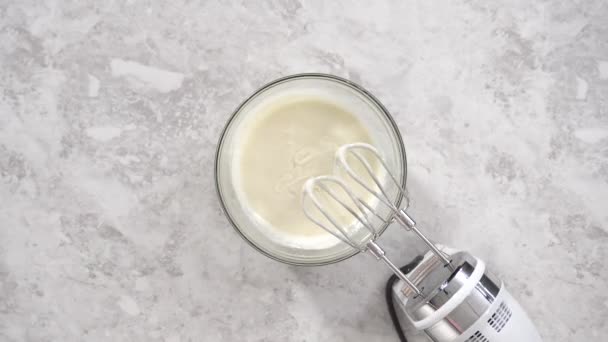 Mixing Ingredients Glass Mixing Bowl — Vídeos de Stock