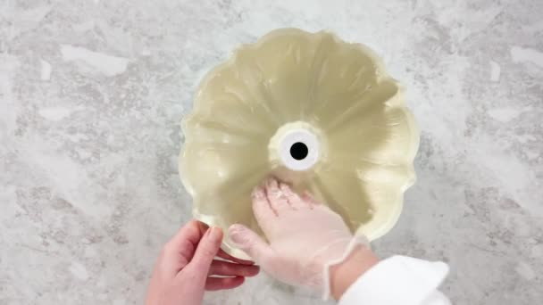 Graissage Casserole Gâteau Bundt Cuire Juillet Gâteau Bundt Avec Des — Video