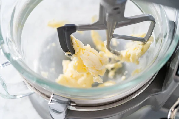 Lemon Cookies White Chocolate Mixing Ingredients Kitchen Mixer Bake Lemon — ストック写真