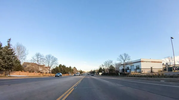 Denver Colorado Usa January 2020 Driving Typical Paved Roads Suburban — Stock Photo, Image