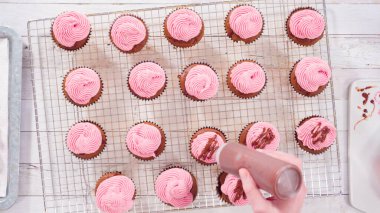 Düz yatıyordu. Çikolatalı ganache ve ahududulu kek..