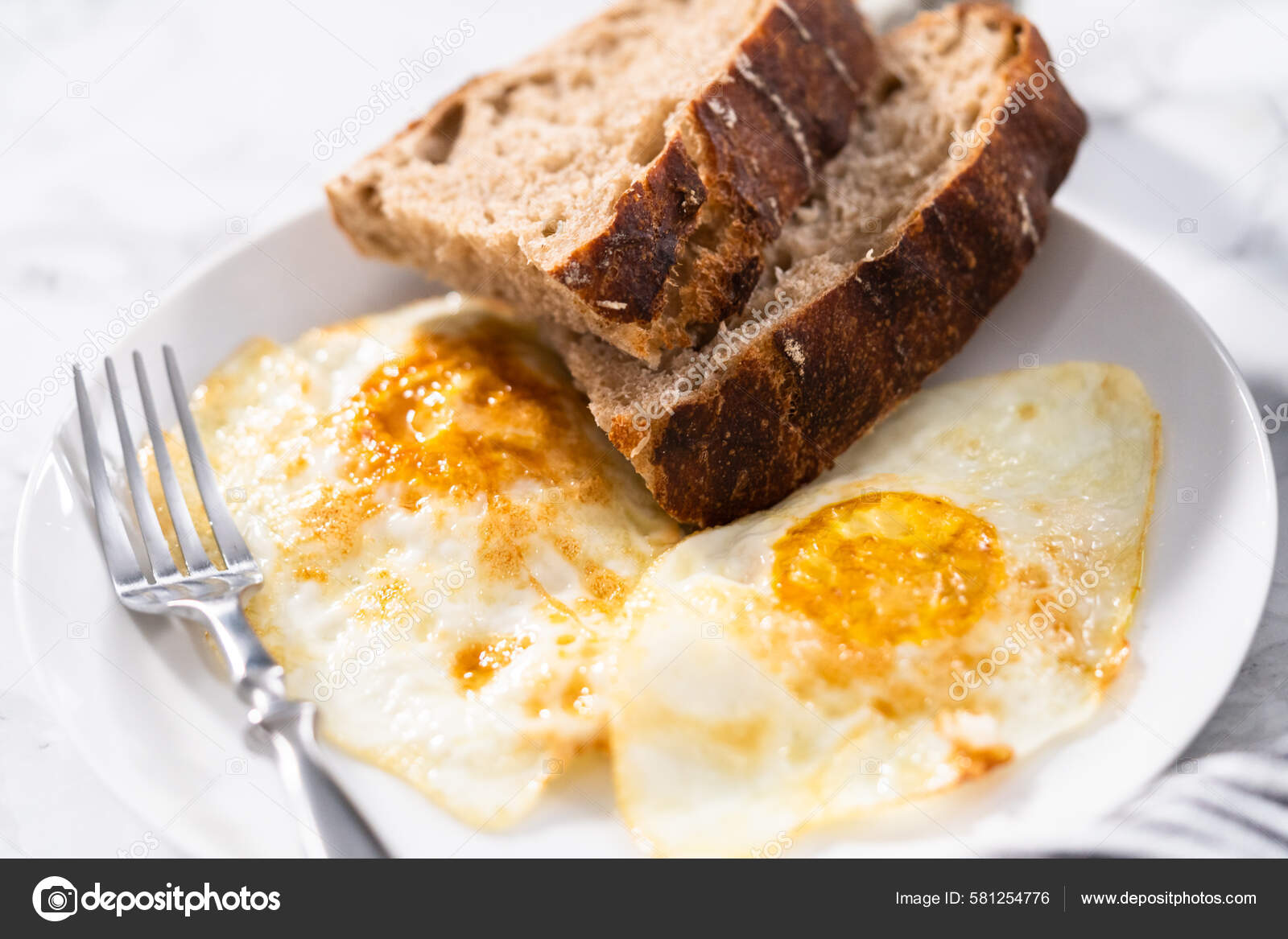 Simple Breakfast Eggs Easy Sourdough Wheat Bread — Stock Photo © urban