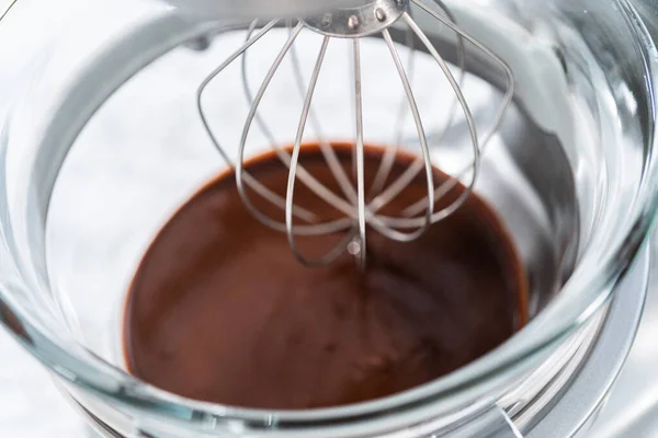 Whipping Chocolate Ganache Electric Kitchen Mixer — Stock Photo, Image