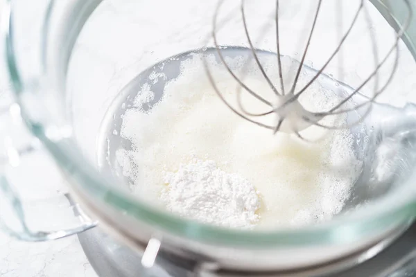 Mélange Ingrédients Dans Mélangeur Cuisine Pour Cuire Des Biscuits Meringués — Photo