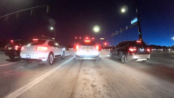 Denver Colorado Usa Januar 2020 Nachts Auf Typischen Asphaltierten Straßen — Stockvideo
