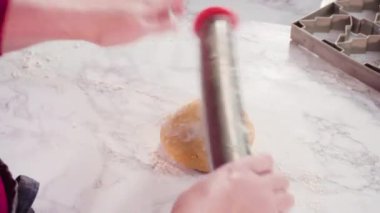 Making sugar cookies in the kitchen