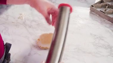 Making sugar cookies in the kitchen