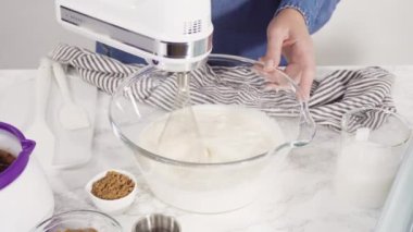Making homemade chocolate chip ice cream