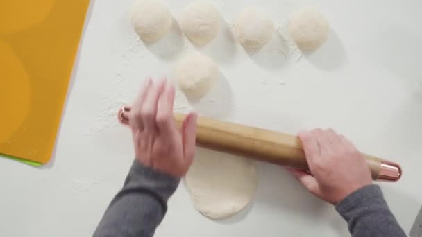 Making Bread Dough Homemade Flatbread — Stock videók