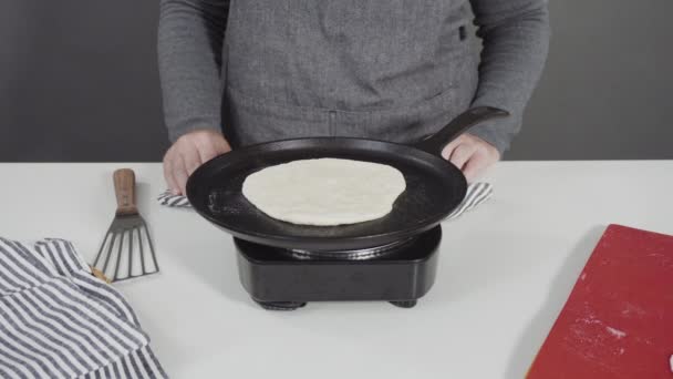 Making Bread Dough Homemade Flatbread — Vídeo de Stock