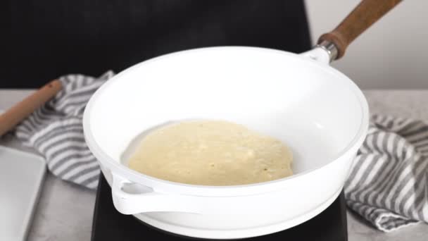 Process Making Coconut Banana Pancakes — Stok video