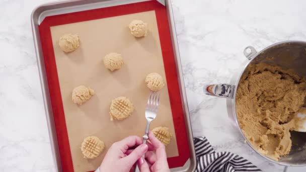 Making Peanut Butter Cookies — Stok video