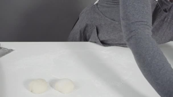 Making Bread Dough Prepare Homemade Flatbread — стоковое видео