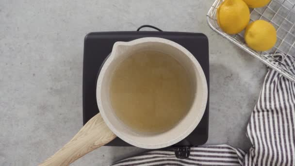 Mixing Ingredients Kitchen Make Lemon Buttercream Frosting Lemon Cake — Wideo stockowe