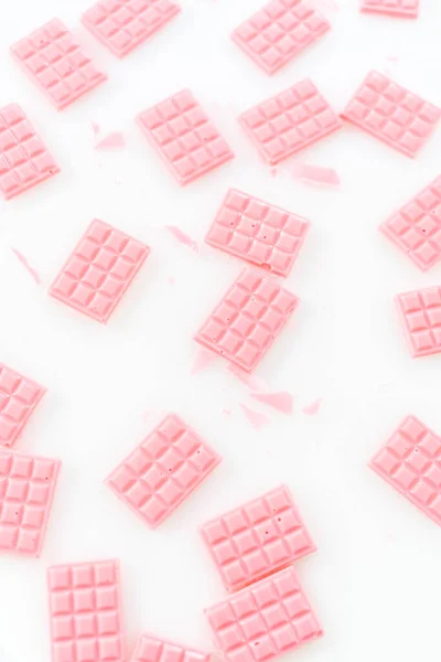 Removing Mini Pink Chocolates Silicone Chocolate Mold — Stock Photo, Image