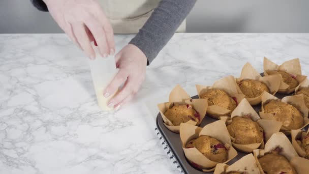 Passo Passo Misturando Ingredientes Tigela Mistura Para Fazer Esmalte Laranja — Vídeo de Stock