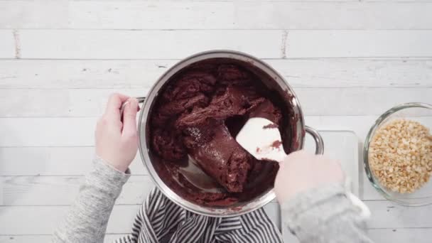 Flach Lag Schritt Für Schritt Schmelzen Von Schokoladenstücken Kochtopf Für — Stockvideo