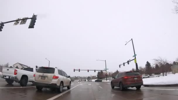 Denver Colorado Estados Unidos Febrero 2020 Tráfico Matutino Los Suburbios — Vídeo de stock