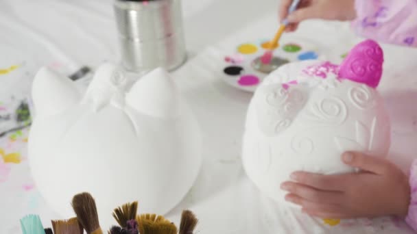 Time Lapse Painting Craft Pumpkin Acrylic Paint Halloween — Vídeo de stock