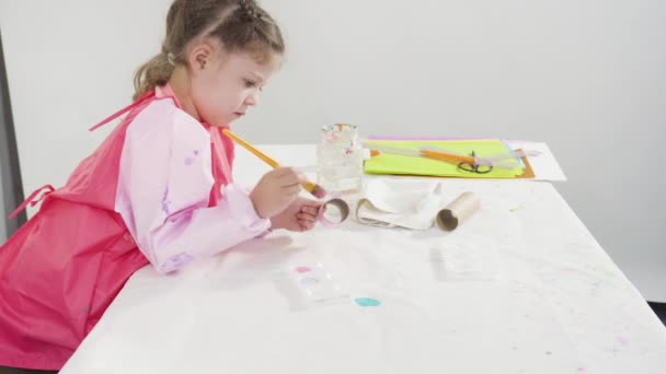 Step Step Making Unicorns Out Paper Empty Toilet Paper Rolls — Stock Video