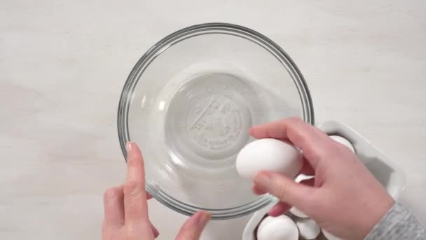 Проміжок Часу Крок Кроком Пласка Лежала Змішування Інгредієнтів Скляній Мисці — стокове відео