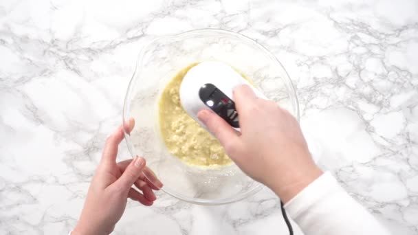 Flach Lag Schritt Für Schritt Zutaten Für Mini Pfannkuchen Müsli — Stockvideo