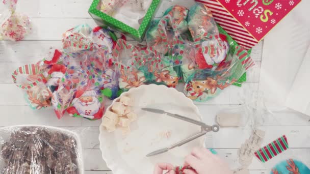 Plat Gelegd Stap Voor Stap Verpakking Van Zelfgemaakte Suikerriet Fudge — Stockvideo