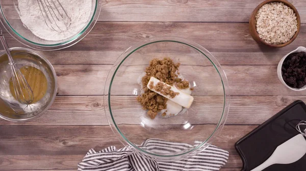 Ett Platt Ligg Steg För Steg Blandning Ingredienser För Att — Stockfoto