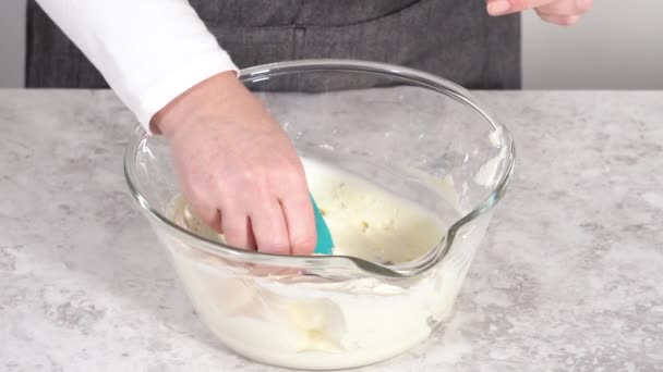 Mezcla Colorante Alimentos Azules Glaseado Crema Mantequilla — Vídeos de Stock