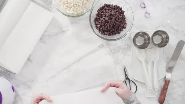 Пласка Лежала Крок Кроком Інгредієнти Приготування Шоколадної Зануреної Полуниці Мармуровій — стокове відео