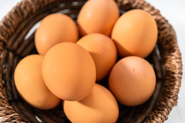 Gemeten Ingrediënten Glazen Mengkommen Hardgekookte Eieren Zonder Schil Maken — Stockfoto