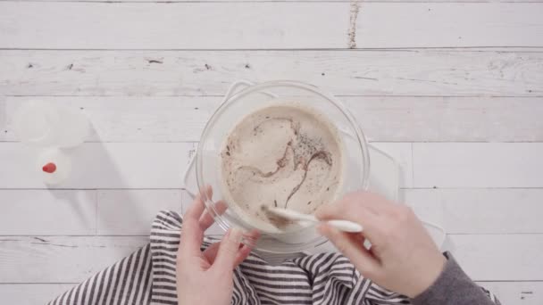 Flach Lag Hausgemachte Schokoladenganache Für Schokolade Himbeer Cupcakes Zubereiten — Stockvideo