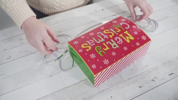 Adım Adım Yapımı Şekerleme Kurabiyeleri Noel Hediyesi Kutusuna Koymak — Stok video