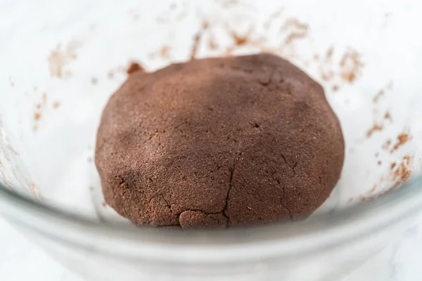 Zutaten Einer Gläsernen Rührschüssel Vermischen Schokolade Graham Cracker Backen — Stockfoto