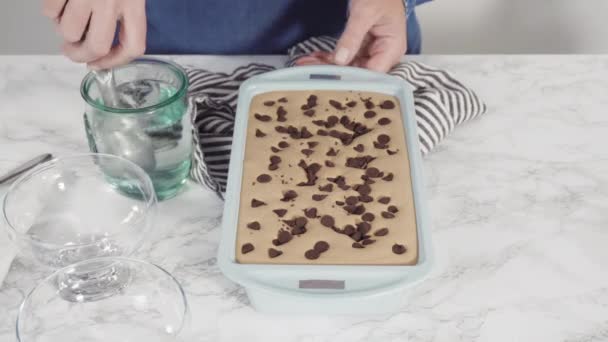 Time Lapse Homemade Chocolate Ice Cream Baking Pan — Stock Video