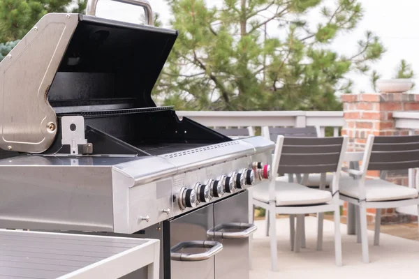 Outdoor Six Burner Gas Grill Back Patio Luxury Single Family — Stock Photo, Image