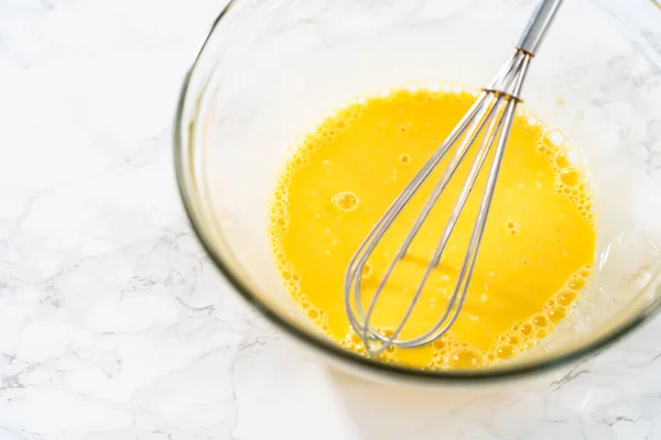 Lemon Wedge Cookies Lemon Glaze Mixing Wet Ingredients Large Glass — Stock Photo, Image
